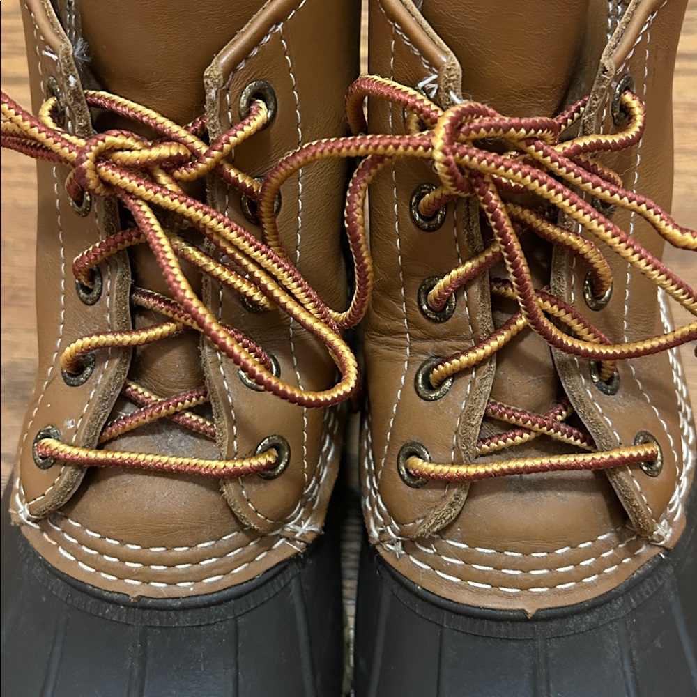 LL Bean Duck Bean Boots Womens Sz 8M Brown Leather Rubber Waterproof Rain USA - Picture 3 of 12